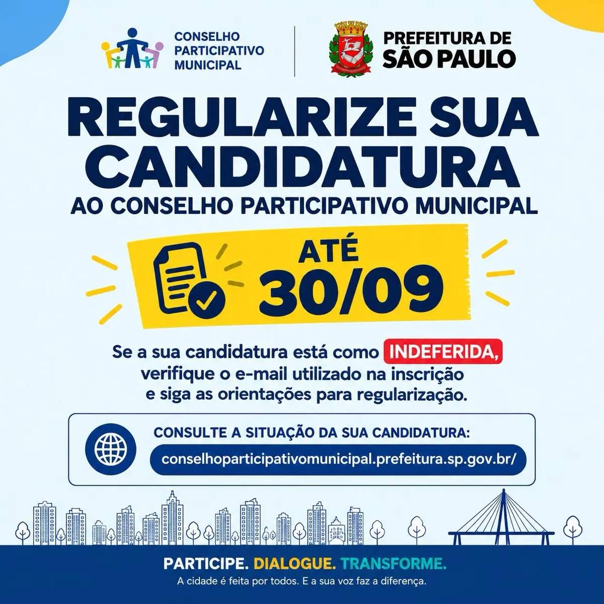 Atenção, candidatos aos Conselhos Participativos Municipais