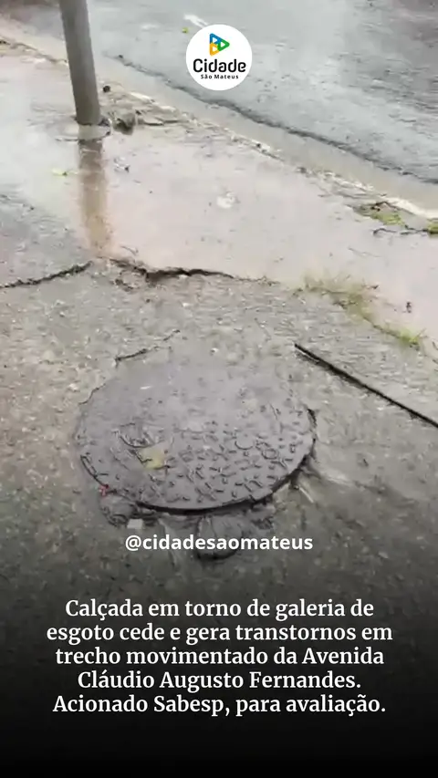 Moradores cobram reparos em calçada com erosão e afundamento na Avenida Cláudio Augusto FernandesPedestres e…