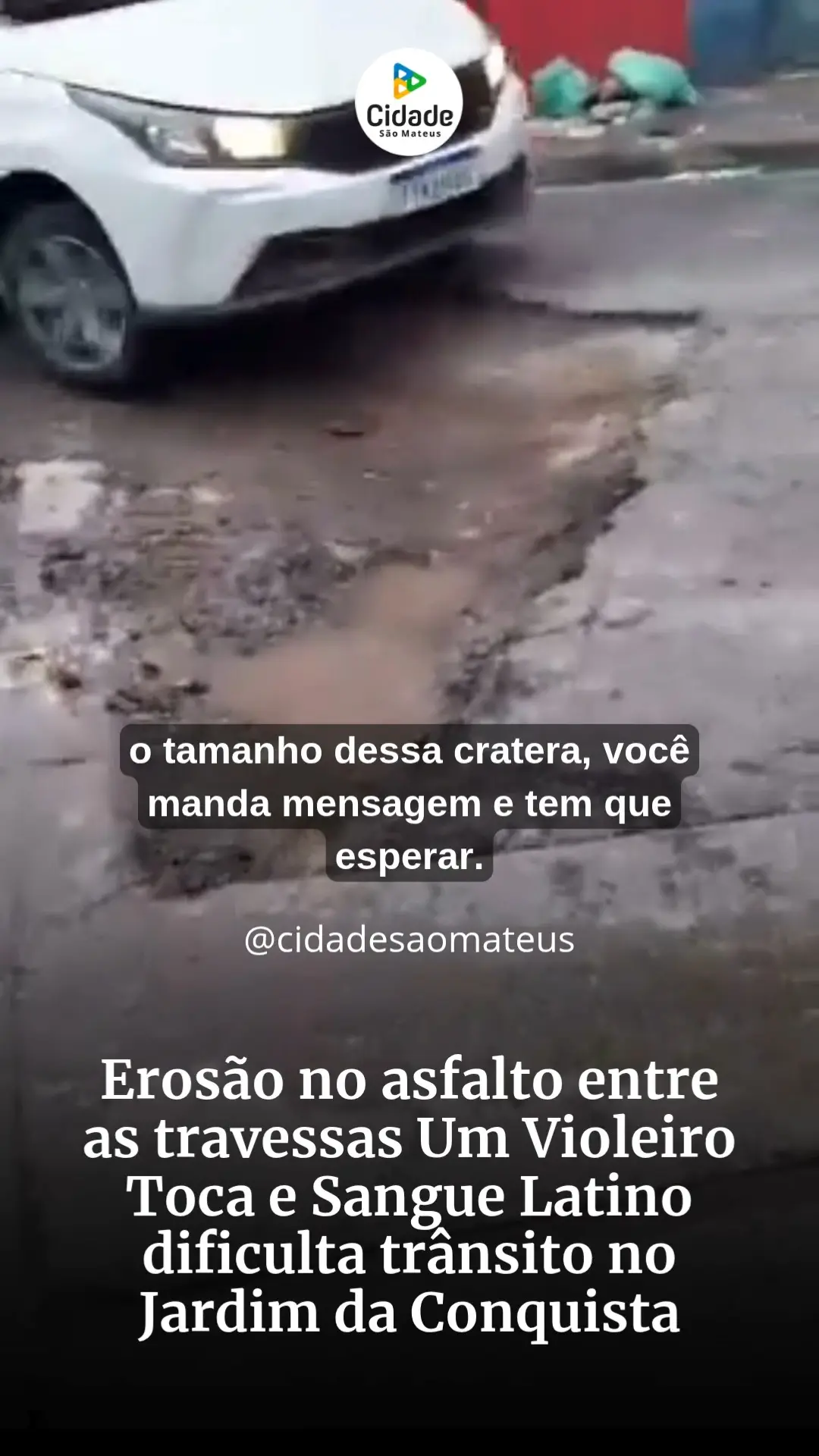 Moradores do Jardim da Conquista, cobram ações urgentes do poder público para o conserto de um grande buraco…