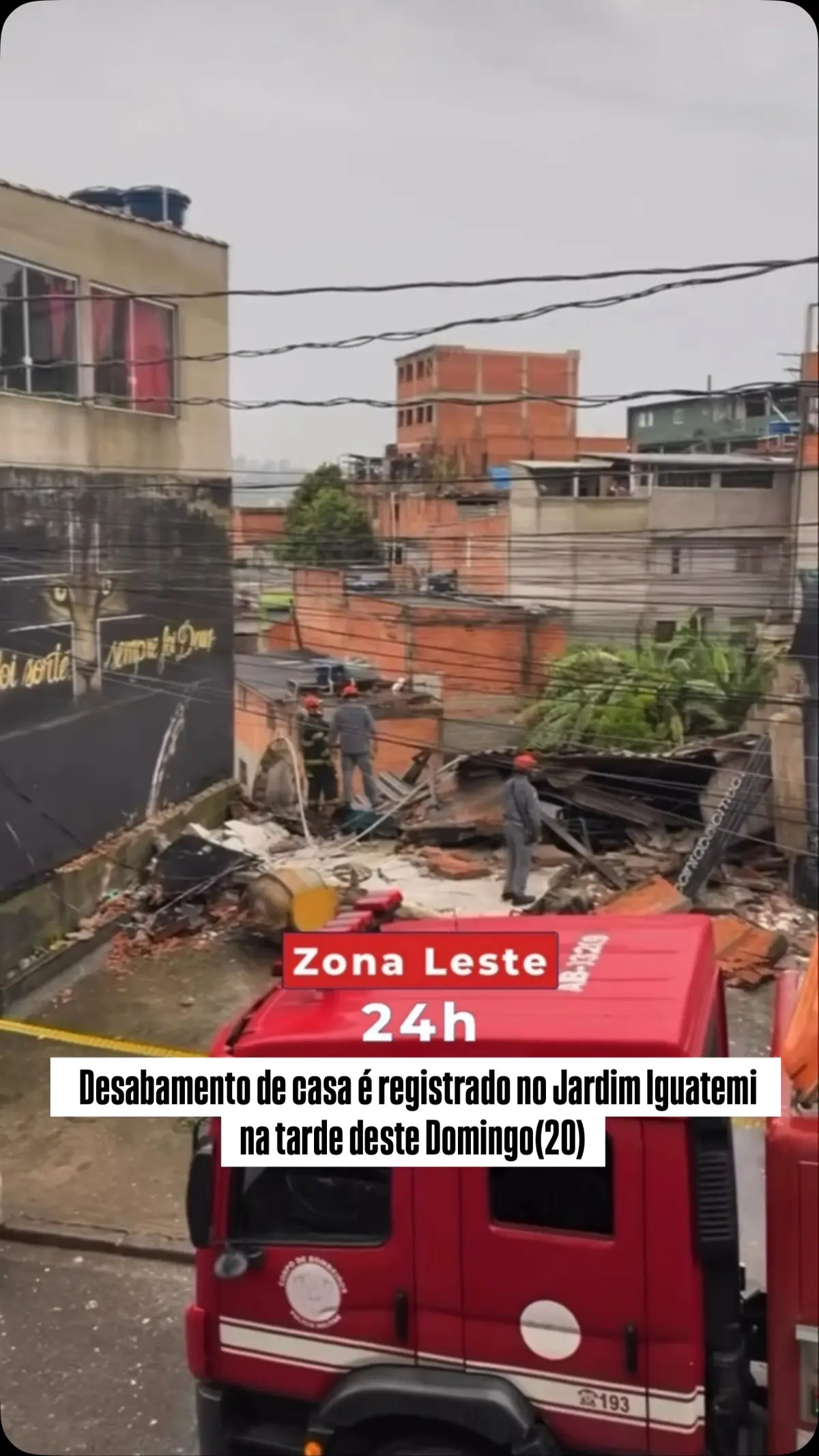 Uma casa desabou na região do Jardim Iguatemi, na Zona Leste de São Paulo, na tarde deste domingo (20)